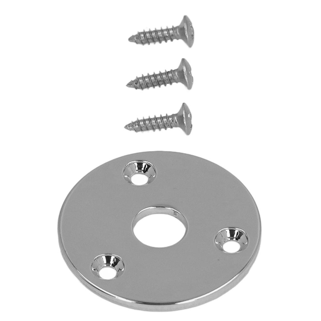 Guitar Jack Socket Plate Round Metal Input Output Cover Replacement Hardware for Bass with Mounting Screws