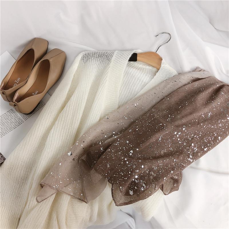 Spain Fashion Ombre Glitter Viscose Shawl Scarf Women Bling Bling Shimmer Pashmina Stole Wrap Snood Muslim Hijab 180*90Cm