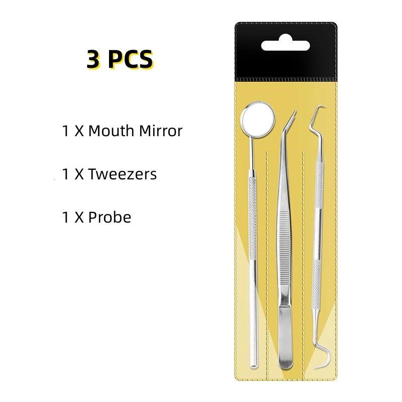 

3Pcs/4Pcs Stainless Steel Dentist Clean Tools Dental Mirror Double Probe Tooth Cleaner Dental Tool Products Oral Care Kit