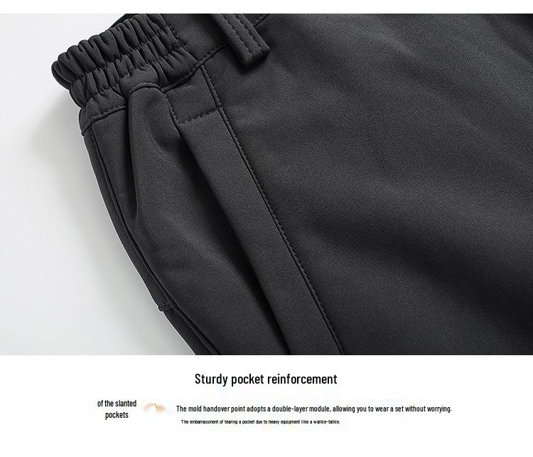 Men's Outdoor Windproof Ski Pants: Winter Fleece-Lined, Cold-Proof, Multi-Pocket Softshell for Mountaineering