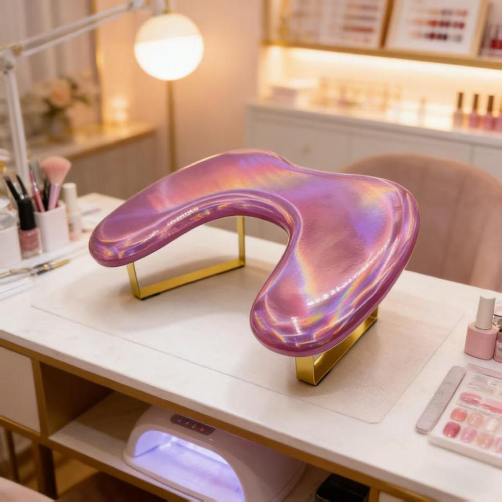 Stain-Resistant U-Shaped PU Leather Nail Art Hand Rest with Reinforced Base, Easy To Clean