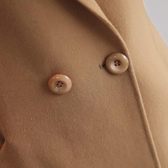 Women's Fall Winter Wool Coat Notch Lapel Single-Breasted Peacoat Casual Trench Coat Mid-Long Thick Overcoat