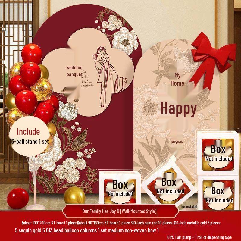 Wedding Engagement Photo Area Decoration Set: Balloon Kit & Welcome Board for Background Wall