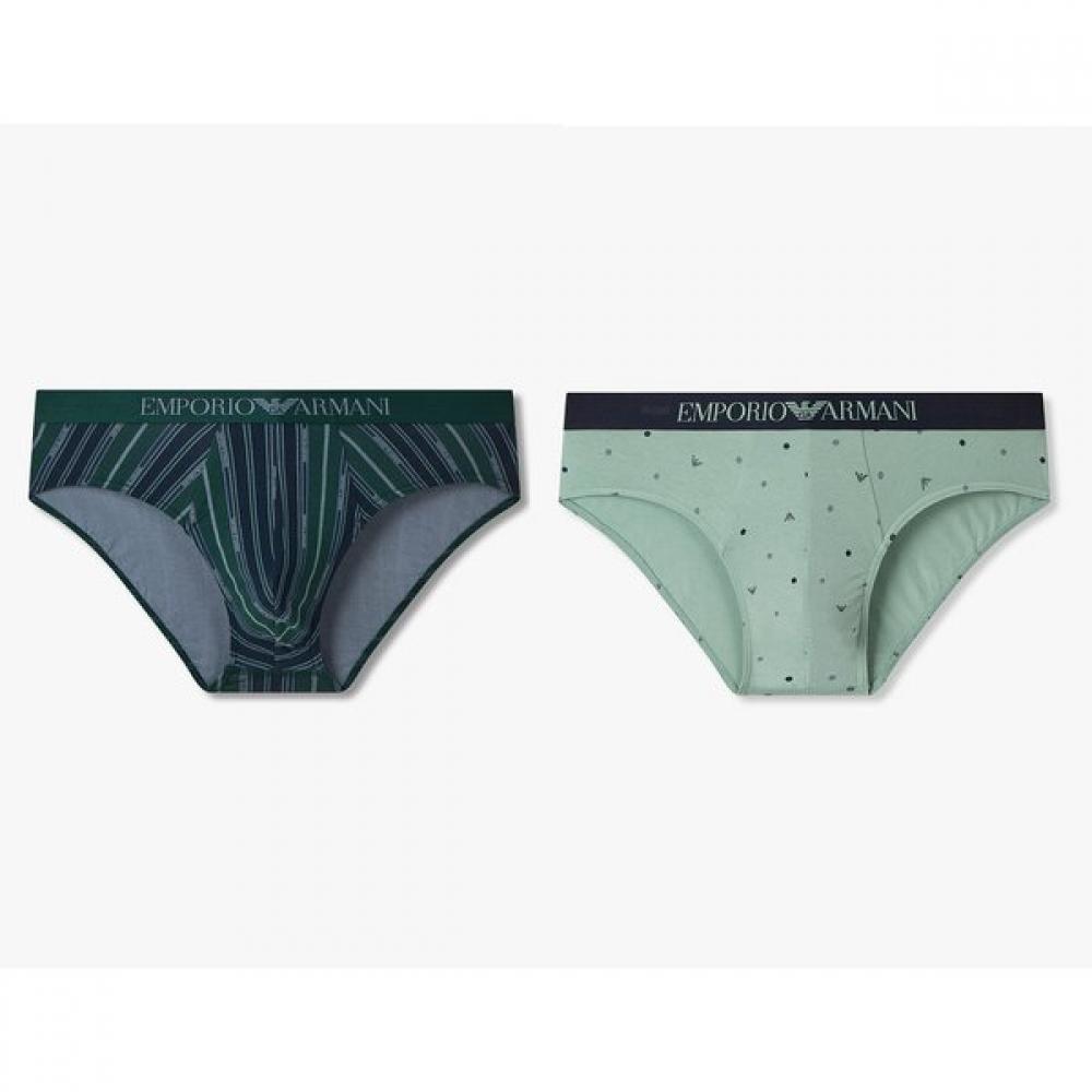 Emporio Armani Мужские хлопковые трусы-слипы с узором и логотипом, 2 шт.  0815311031  0815311033 S(95)