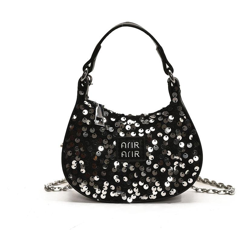Bags Mini Sequined Small Bag 2025 New European and American Fashion Niche Versatile Hand Carry Messenger Chain Dumpling Bag