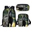 Trendy Handsome Black Horse 3D Print 3pcs/Set pupil School Bags Laptop Daypack Backpack Inclined shoulder bag Pencil Case