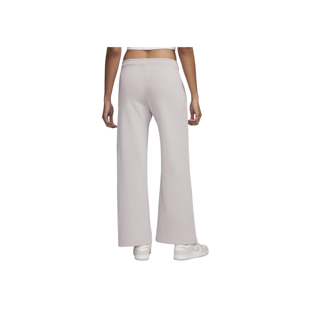 Nike Sportswear Club Logo Embroidery Solid Color Elastic Waist Mid Rise Wide Leg Knit Sports Pants Women Pants Platinum-Purple FB2728-019