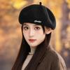 Versatile Embroidered Beret for Women In Autumn and Winter Outdoor Casual Painter Hat Big Head Circumference Showing Face Small Octagonal Hat