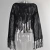 Summer Women's Plus Size Cover-Ups Fringe Irregular Bikini Beach Shirt Hollow Out Knit Sunscreen Cover Up