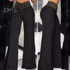 Women Wide Leg Pants High Waist Hollow Cross Waistband Slightly Flared Trousers Solid Color Casual Long Pants Streetwear