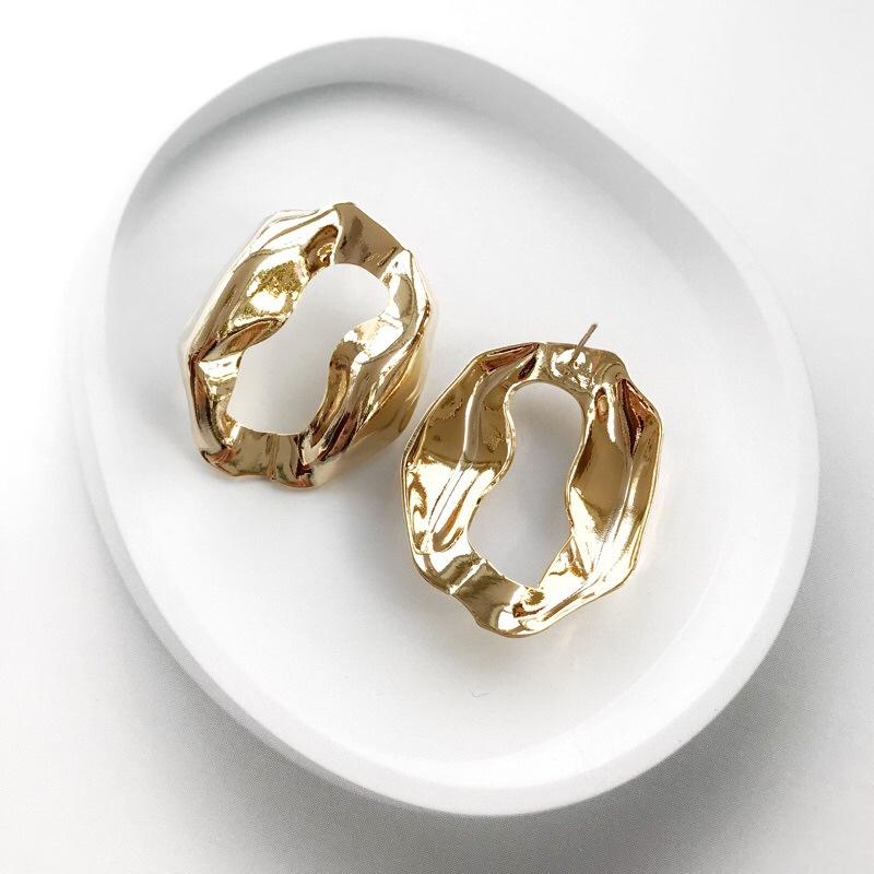 Vintage Minimalist Irregular Round Drop Earrings for Women Geometric Chunky Metal Circle Dangle Fashion Punk Statement Jewelry