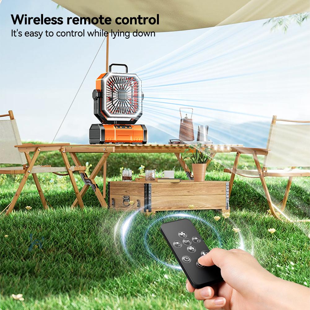 5400/9000mAh USB Rechargeable Camping Fan Portable Air Circulators Wireless Fans Tent Fan with Hook