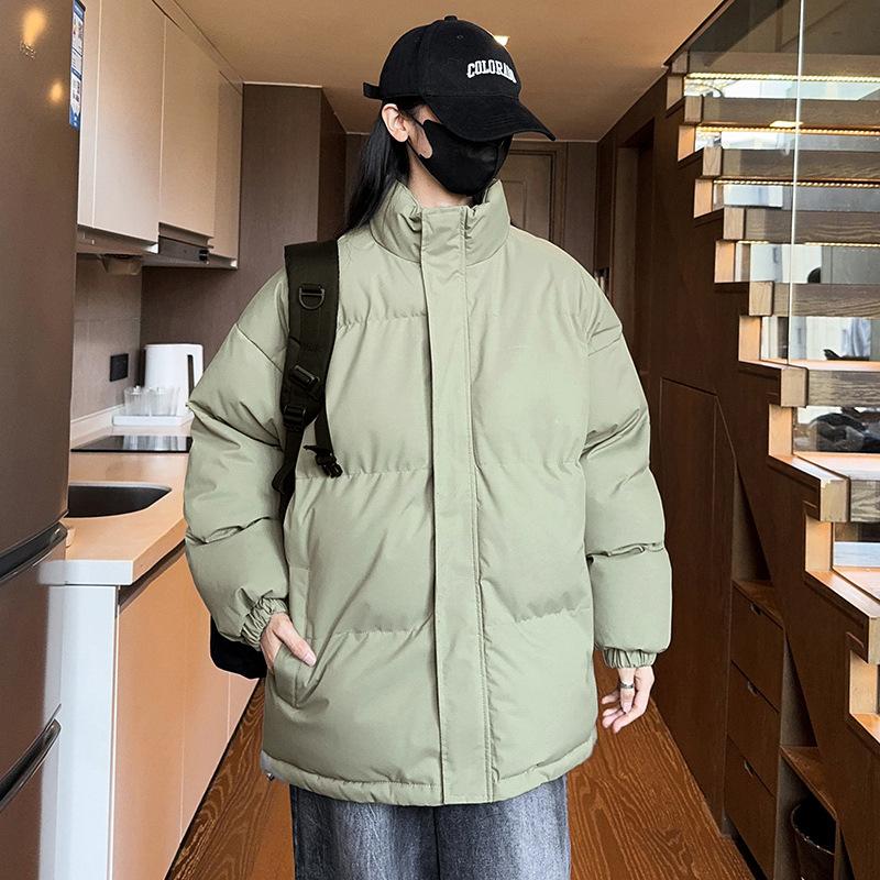 Winter Solid Color Thickened Stand-up Neck Cotton-padded Jacket Men's American Retro Loose and Versatile Cotton-padded Jacket Casual Bread Jacket