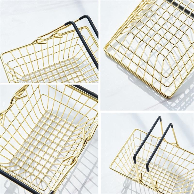 Mini Metall Aufbewahrungskorb Schmuck Organizer Korb Schreibtisch Kosmetik Display Rahmen Foto Requisiten