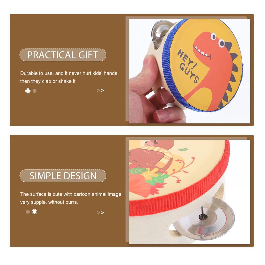 Lurrose Kids' Tambourines, Cartoon Design Percussion Instruments, 4-Inch Toy for Boys and Girls, Music Education for Ages 1+, for Home and Parties,