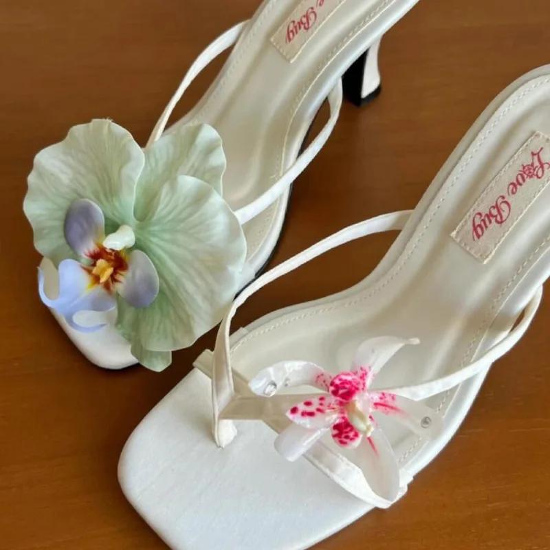 Fashion Women's Personalized Flower Sandals Accessories ,butterfly Orchid Shoe Buckle Decorate The Upper, Sweet Flower Shoe Accessories