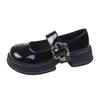Sapatos Lolita Plataforma Sapatos Femininos Tendência Outono Couro Preto Envernizado Fivela de Metal Mary Jane Sapatos de Uniforme Escolar para Meninas Bonitas