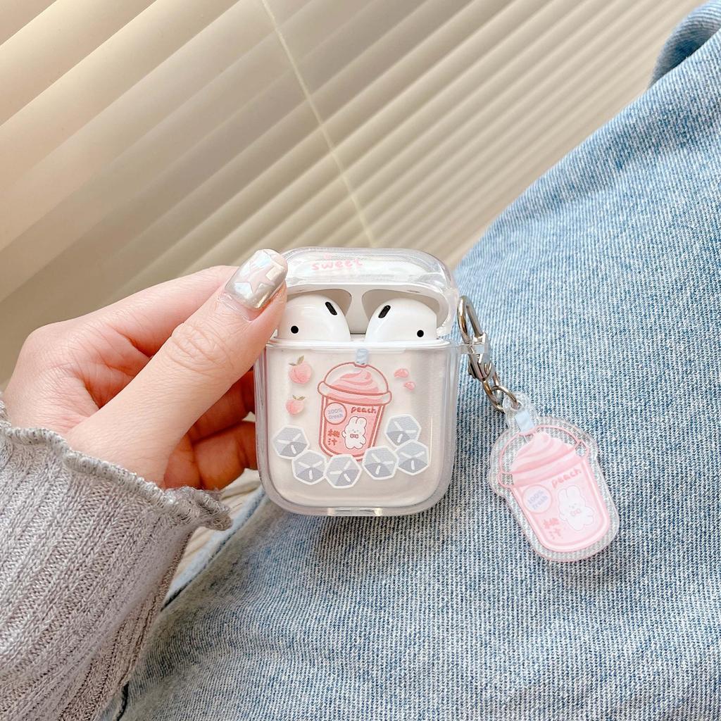Nárazuvzdorné pouzdro na sluchátka s roztomilým medvídkem a králíkem, klíčenka s kresleným motivem, nabíjecí box pro Apple Airpods 1 3 2 Pro 2nd headset kryt