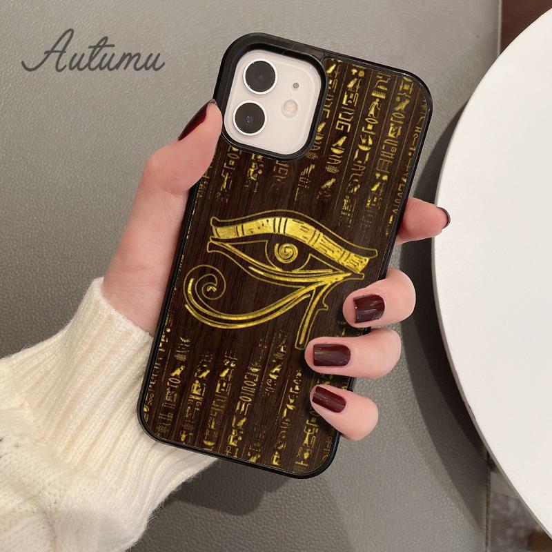 Ägyptische Hieroglyphen Symbole Handyhülle für iPhone 11 12 13 14 Pro Max mini XR XS SE 2020 7 8 Plus Samsung S21 S22 Hülle