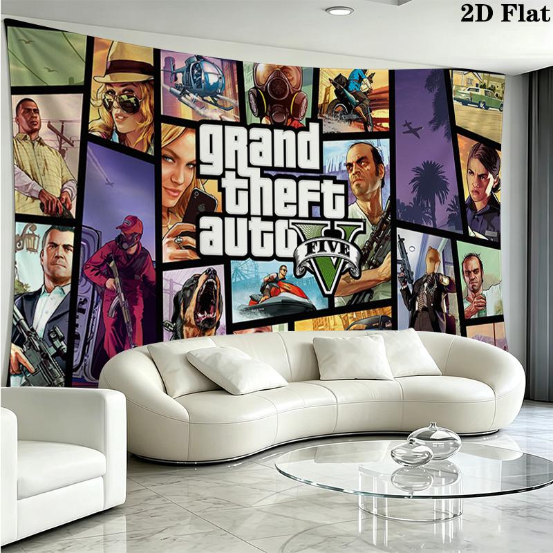 Gta Wall Tapestry Aesthetic Wall Hanging Printed Fabric Blanket Decorative Tapestries for Bedroom Living Room Home Decor