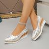 Beautiful 22 Trendy European and American Style Pointed Head Wedge Heel Platform PU Single Shoes