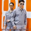 Summer Lightweight Polyester Cotton Reflective Workwear Set - Long Sleeve Protective Clothing for Construction and Workshop Use.