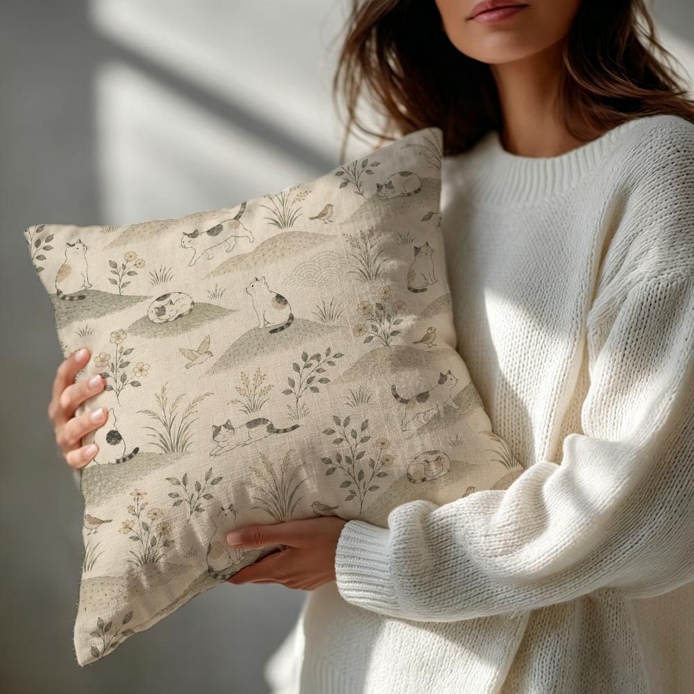 Stil Japanisch Natürlich Handgezeichnet Kissenbezug Gemustert Kissenbezug Romantisch Gemütlich Zuhause Sofa Dekoration