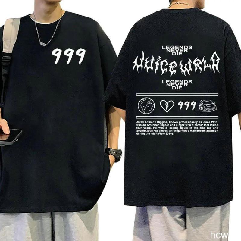 T-shirt Imprimé Manches Courtes Classique Rapper JUICE WRLD T-shirt Manches Courtes en Coton Street Hip Hop Sportswear Hauts Décontractés Oversize