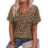 Tricouri de vară cu gât în V, cu model imprimat 3D cu imprimeu leopard, la modă, casual, cu mâneci scurte, pentru femei