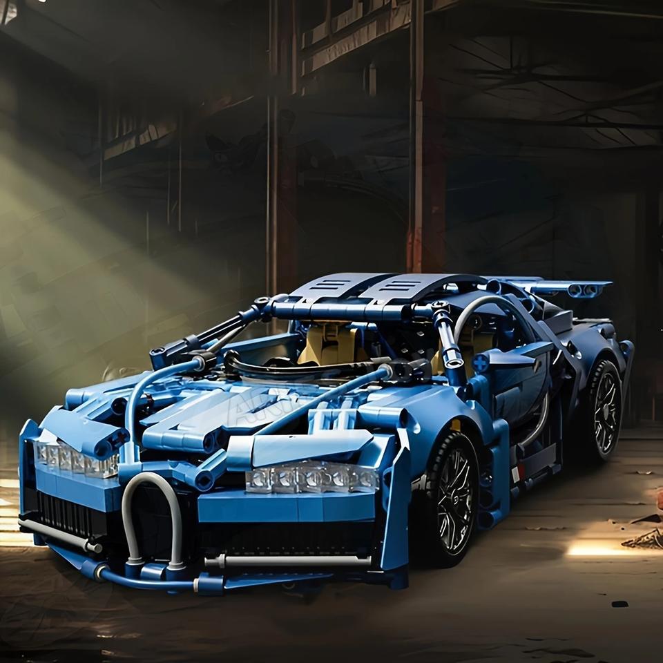 1690 Particle Blue Sports Car Building Blocks, Difficult Racing Model, Suitable for Living Room, Dining Room, Study Room Decoration