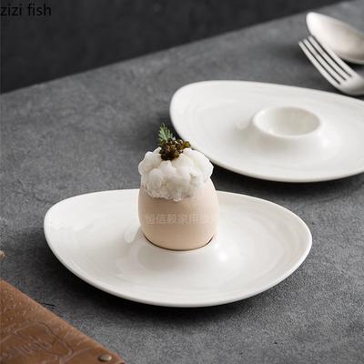 Pure White Water Ripple Ceramic Dining Plate Creative Egg Tray Sushi Plate Dessert Plate Molecular Cuisine Specialty Tableware