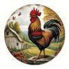 High Definition Metal Tin Sign Set Colorful Rooster Themed Round Wall Art Decor for Farmhouse Kitchen and Country Style Home Dec