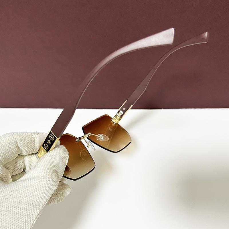 Sunglasses Women'S High-End Sense Rimless Trimmed Pattern Glasses Loner Voe Fashion Casual Sunglasses