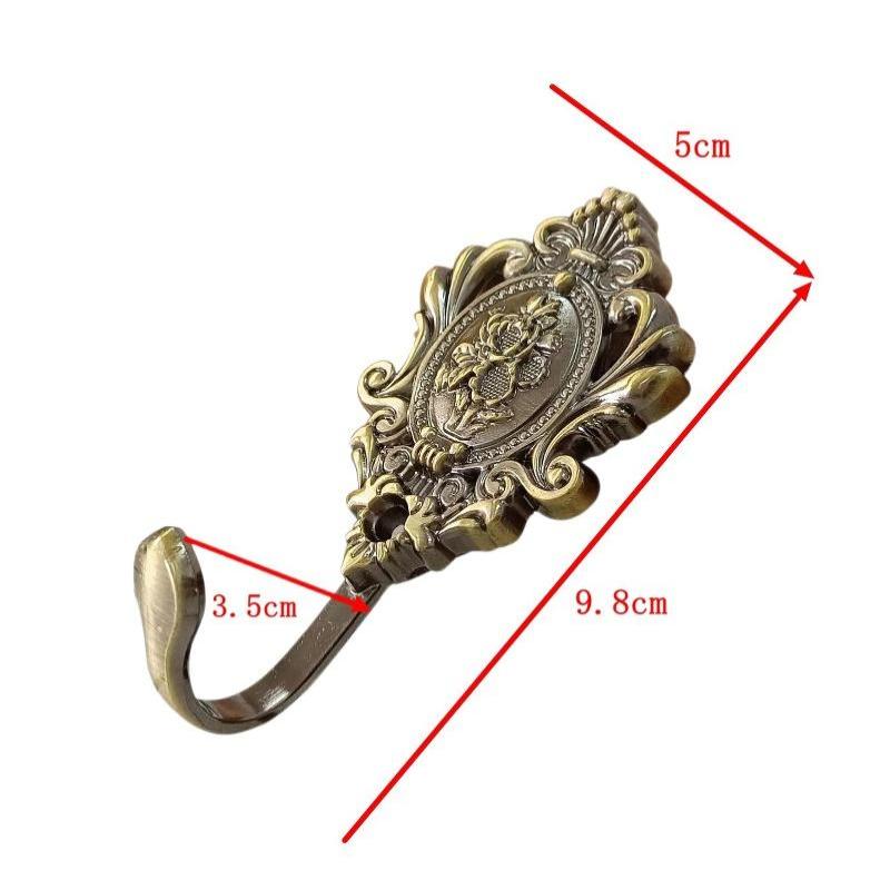 2Pcs Rose Pattern Vintage Bronze Gold European Zinc Alloy Curtain Holdbacks Decoration Hook Wall Hooks For Cloth Hat Drapery