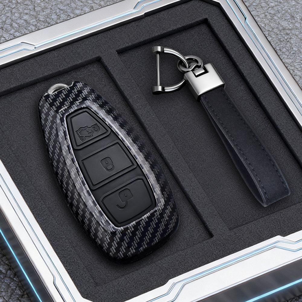 Abs Carbon Car Key Case For Ford Puma Grand C Max Focus Mondeo Kuga Fiesta Ecosport Transit Kuga Silicone Remote Key Case