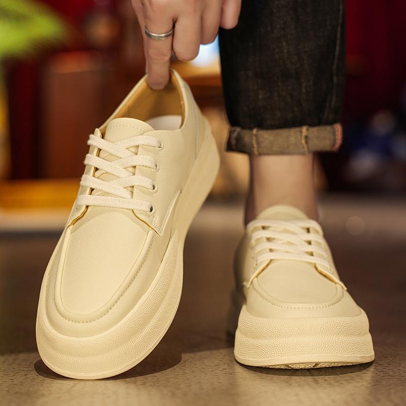 Fashion Autumn Hot Selling Men's Leather Casual Shoes Thick Soled Comfortable Men's Oxford Shoes Simple Trendy Sports Travel Shoes