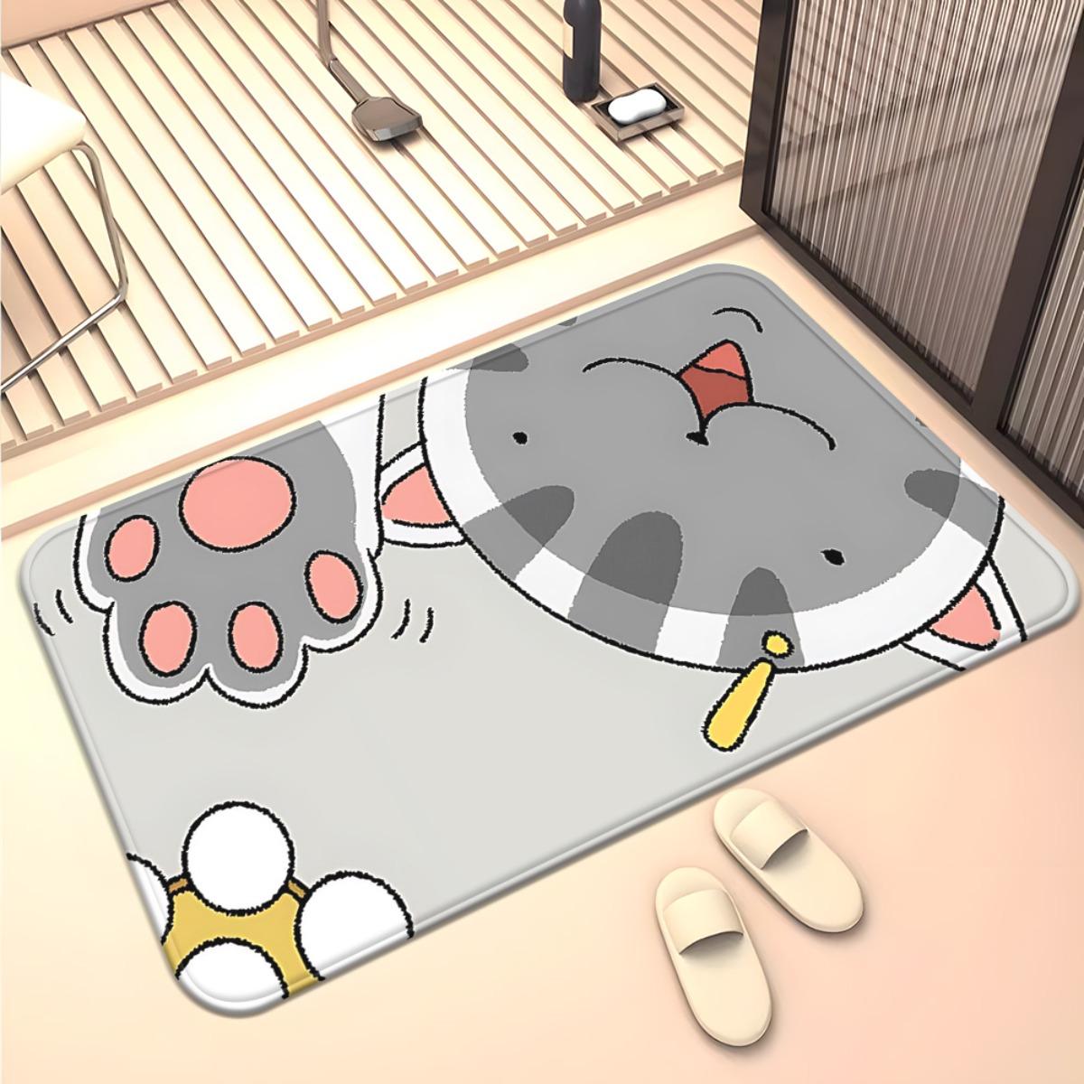 

1pc Cute Cat Paw & Fan Doormat Non-Slip Absorbent Microfiber Rug for Bedroom Living Room Entryway Outdoor 40x60cm 40x60cm