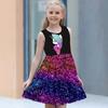 Fashion girls dresses summer new round neck vest style 3D printing princess skirt
