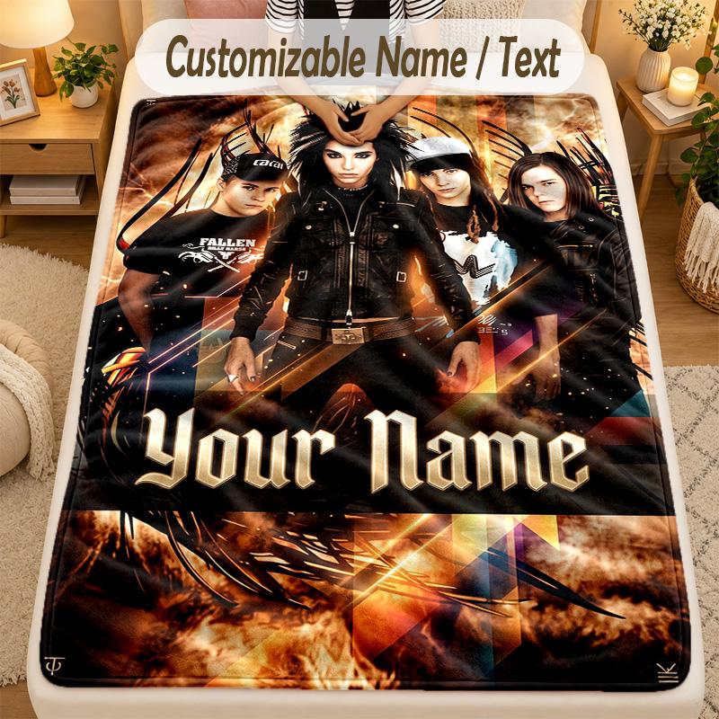 Flannel BlanketTokio Hotel Custom Name Text Personalized Soft Warm Throw Blanket Home Decor Gift