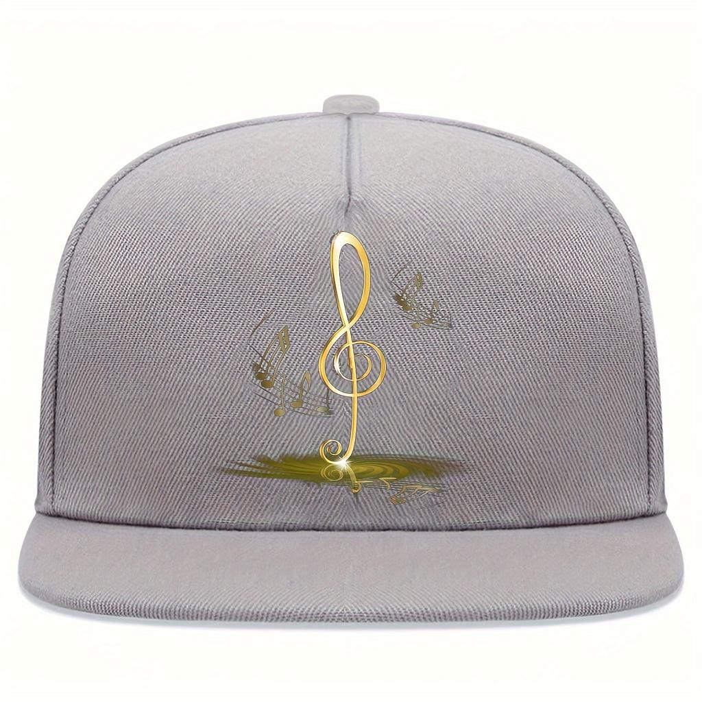 Gold Treble Clef Music Notes Baseball Cap Unisex Polyester Adjustable Outdoor Snapback Hat