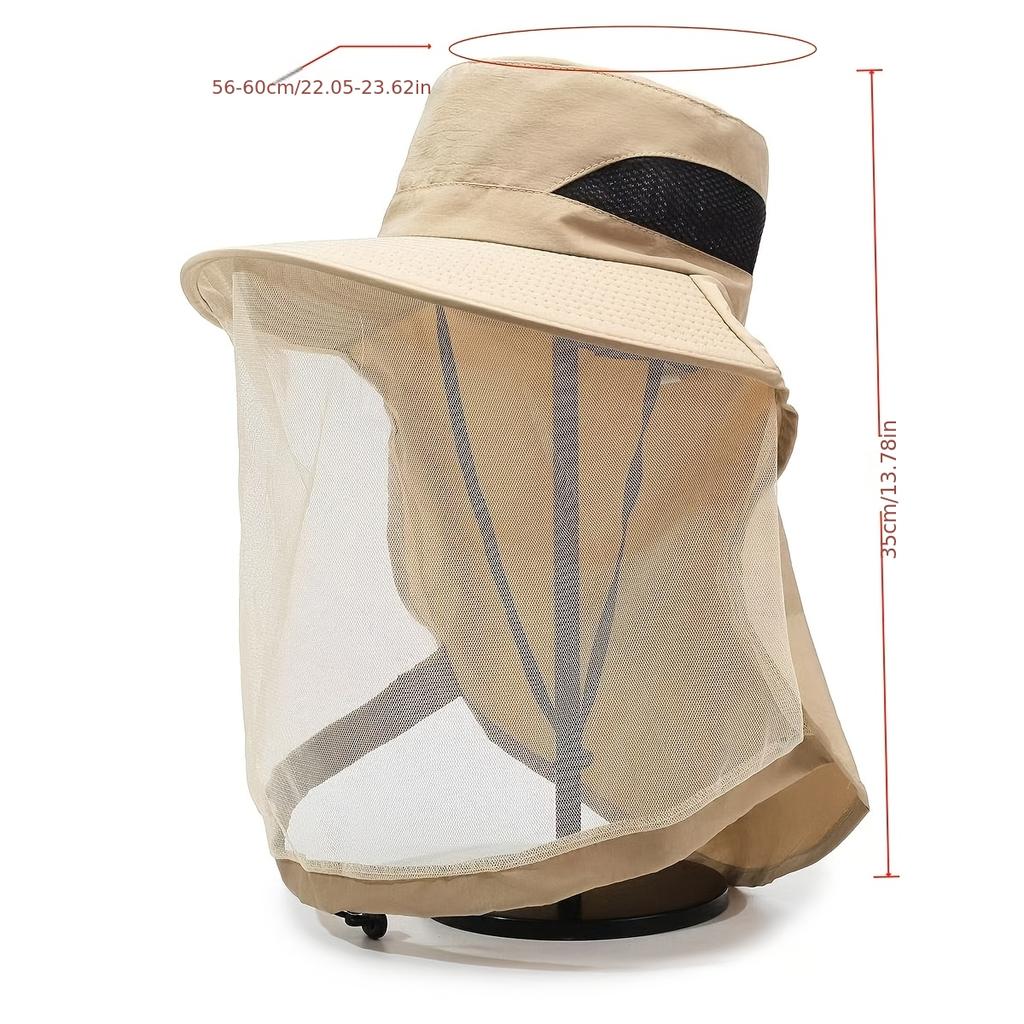 Men'S Mosquito-Repellent Fishing Hat with Face Cover Breathable Mesh Mask for Night Fishing