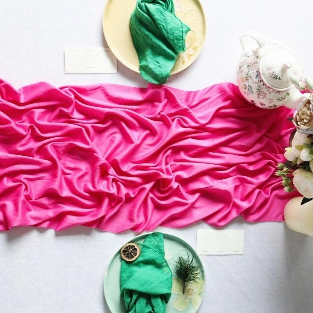 Multi-color Pleated Table Runner Soft Table Cover Milk Silk Crepe Tablecloth  Birthday