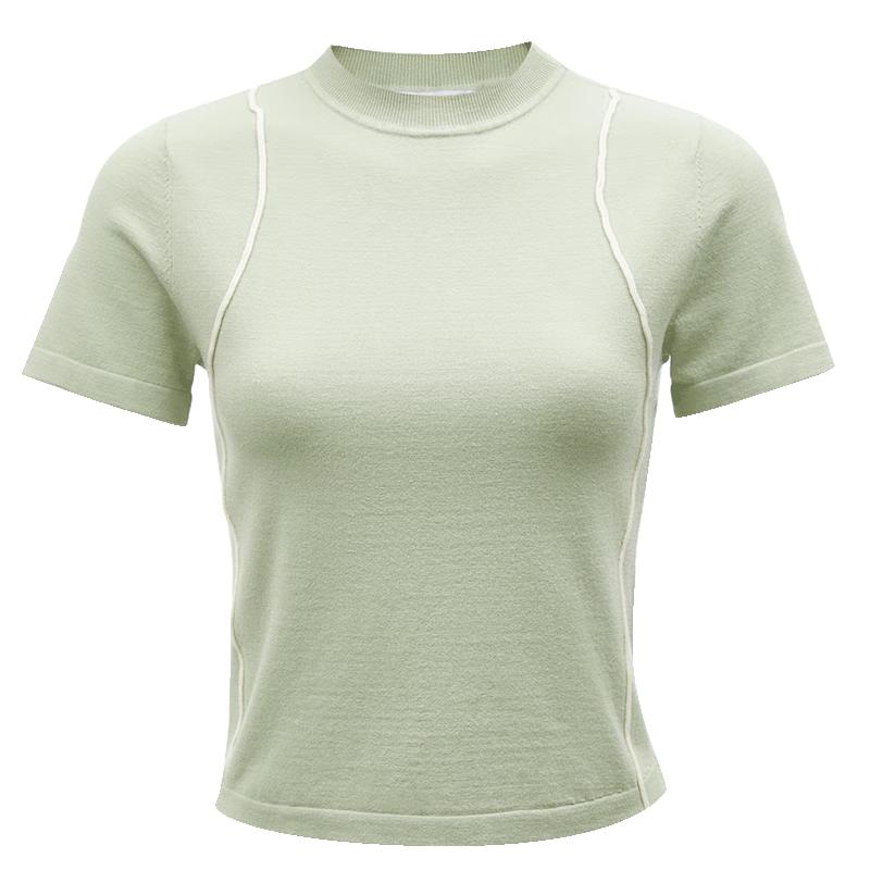 

VEROMODA Women s Slim-Fit Round Neck Contrast Stitch T-Shirt M (165/84A)