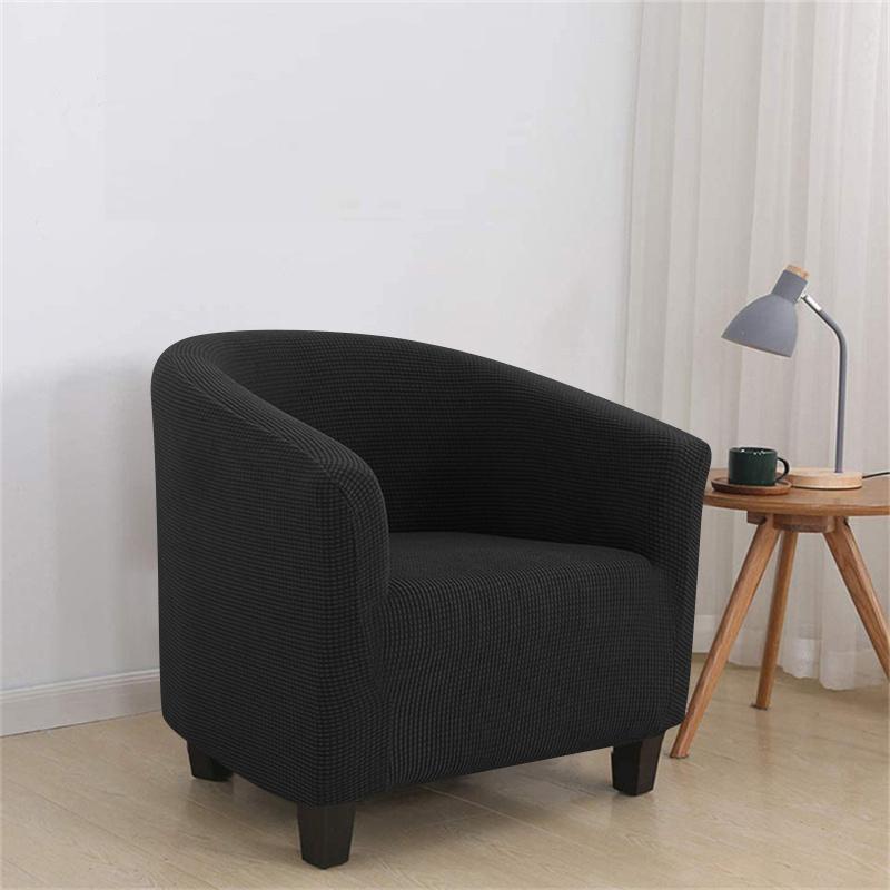 1PC Elastic Club Chair Slipcover Polar Fleece Armchair Cover Solid Color Single Tub Sofa Cover for Living Room Bar Home Hotel