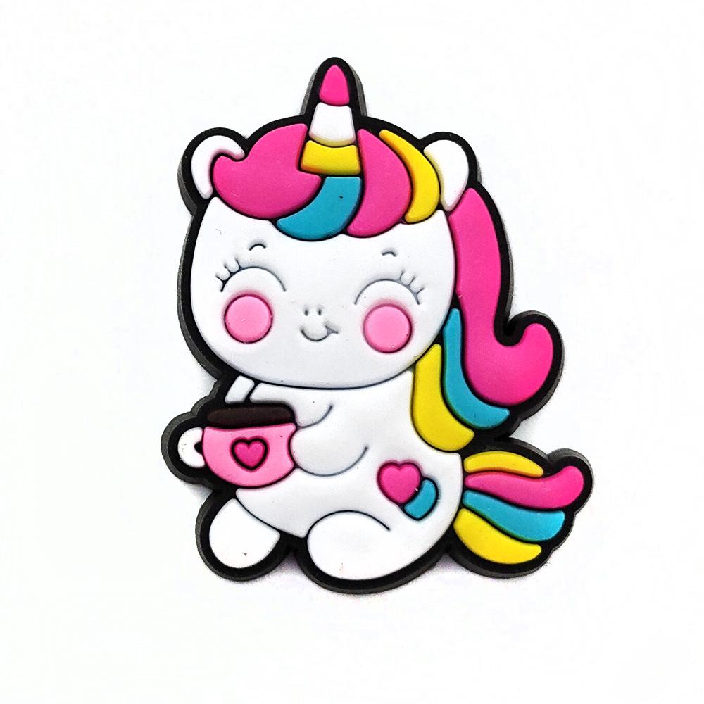 Cartoon Unicorn Clog Shoe Buckles & Flower Charms - Kids' Birthday Gift & Garden Shoe Accessories