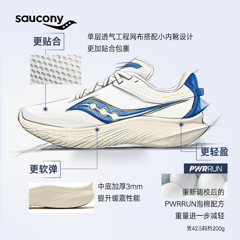 SAUCONY Kinvara 14 Lightweight Racing Low-Top Training Running Shoes Men Sneaker White S20823-136