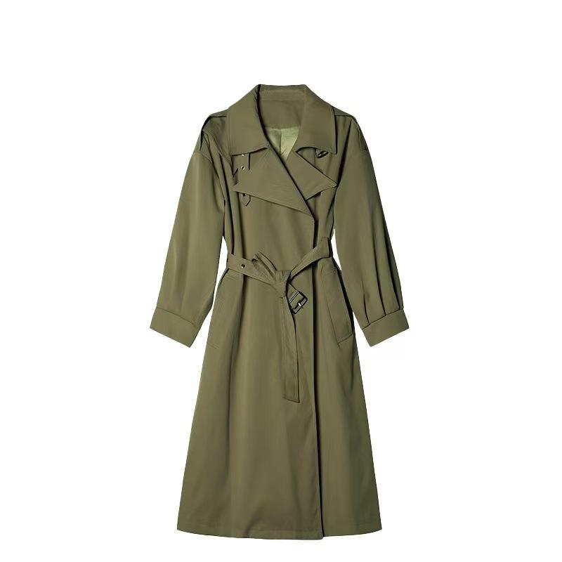 Women's Loose Large Size Temperament Trench Coat Women's Medium and Long Waist Strap Coat