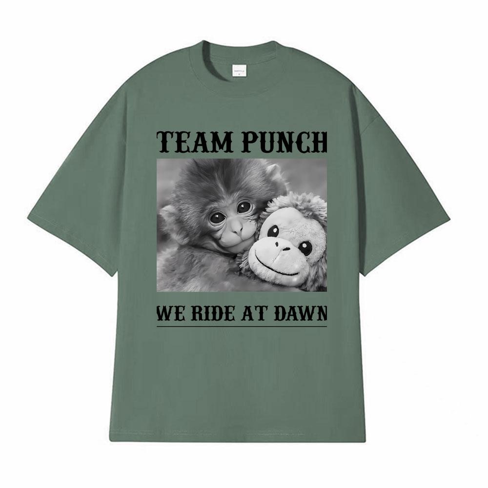 

Team Punch Monkey We Ride At Dawn Graphic T Shirts Men Women Retro Fashion Gothic Tshirt Casual Short Sleeve T Shirt Streetwear 4XL