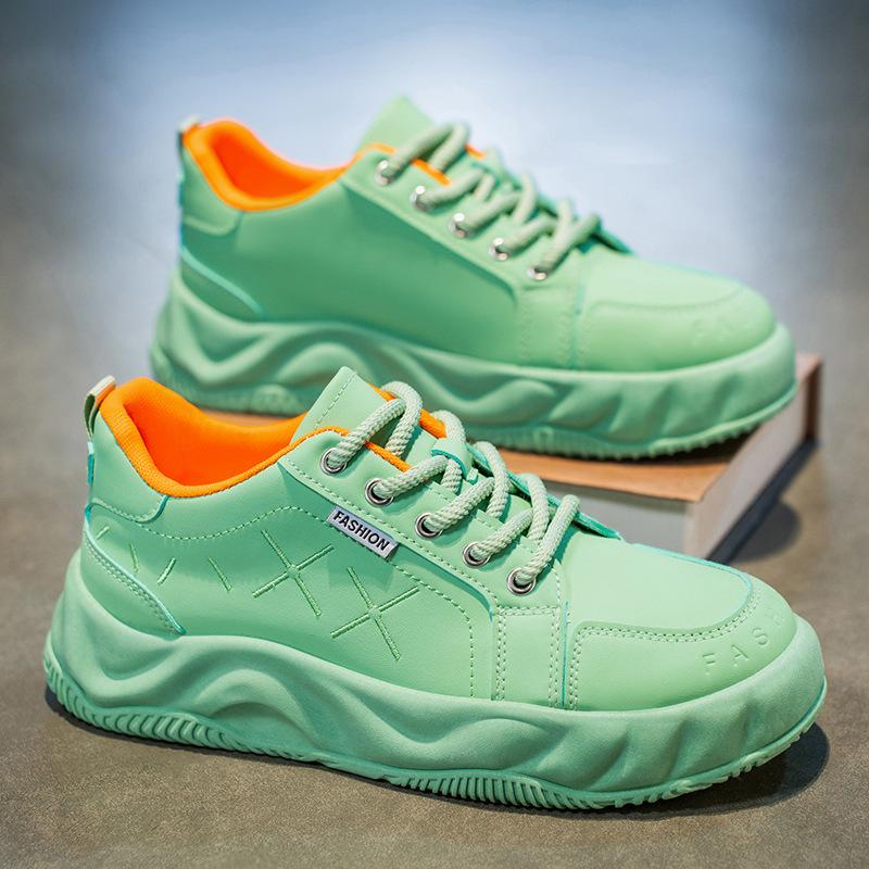 2025 new men's shoes breathable and versatile popular sports leather surface casual thick sole heightening non-slip moisture shoes men