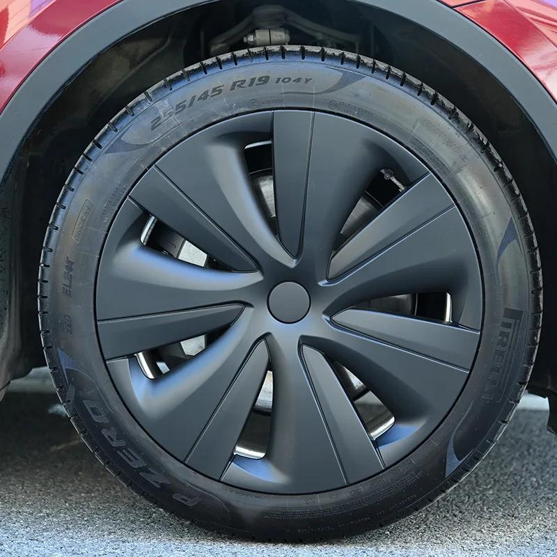 4pcs 19 Inch Wheel Hub Caps for Tesla Model Y Replacemen Wheel HubCap Kit Full Rim Cover ModelY 2023 2022 Body Decor Accessories